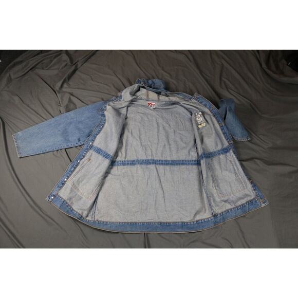 Vintage Mickey Mouse Denim Jacket Womens S Hooded Drawstring Mickey Inc - Picture 3 of 11